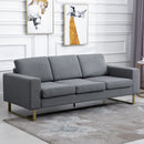 Divano 3 Posti con Cuscini in Tessuto di Lino Grigio scuro 200x82x78 cm 