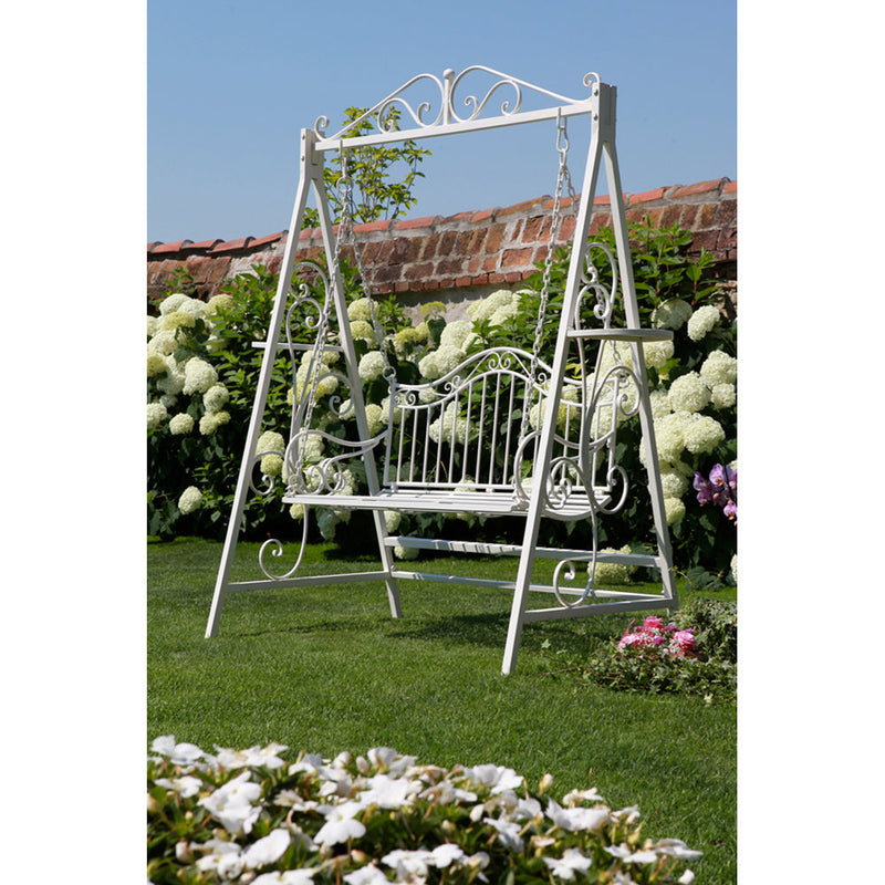 Dondolo da Giardino in Metallo 146x95x207cm Viareggio Bianco
