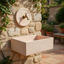 Lavello Rettangolare da Esterno 45x35 cm con Rosone Installazione a Muro in Cemento Madrid Rosa Antico