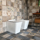 Coppia di Sanitari WC e Bidet a Terra Filo Muro in Ceramica 36,5x56,5x41cm Bianco