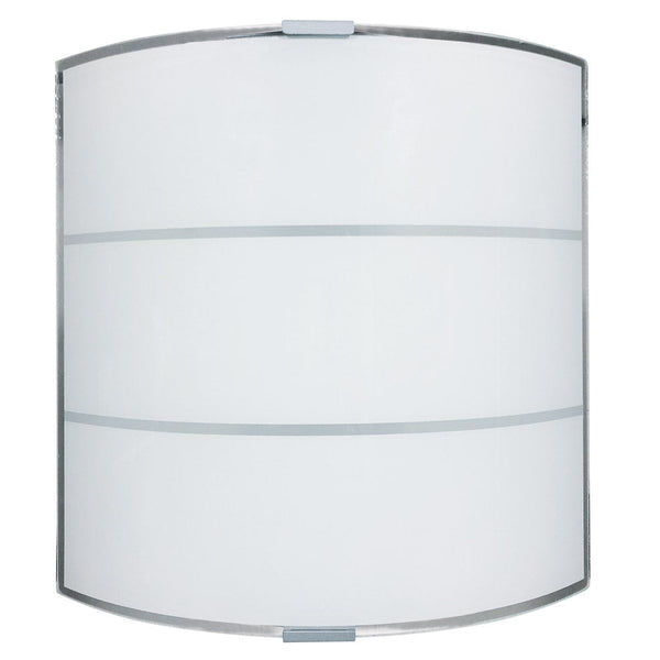 prezzo Wandleuchte 1xE27 Silber Rahmen Glasplatte Weiß bedruckt 2 Linien E-Energy Licht