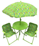 Set Tavolino + 2 Sedie da Giardino per Bambini Soriani Dinosauri Verde