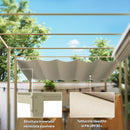 Gazebo da Giardino Pergola 298x297x221 cm con Tettuccio Retrattile  Viti e 8 Picchetti in Poliestere 180g e Metallo Cachi   