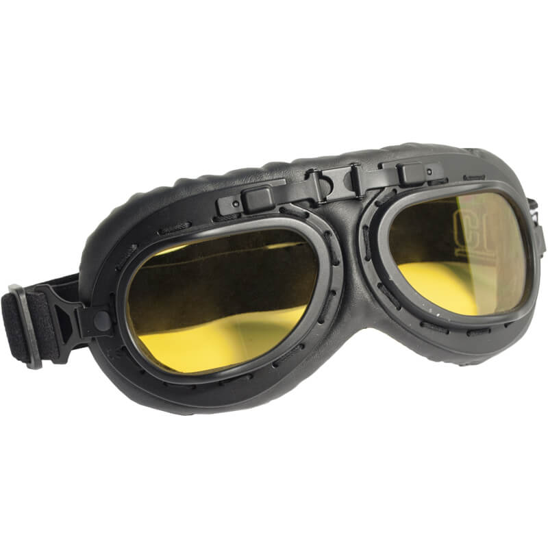 Occhiali per Moto in Similpelle Lenti Gialle CGM Vintage Nero 704V