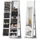 Specchio Portagioie 3 in 1 Girevole a 360° e Autoportante 55x55x161 cm in MDF Bianco  