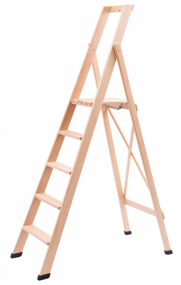 Klappbare Holzleiter 5 Stufen H100 cm Natur prezzo
