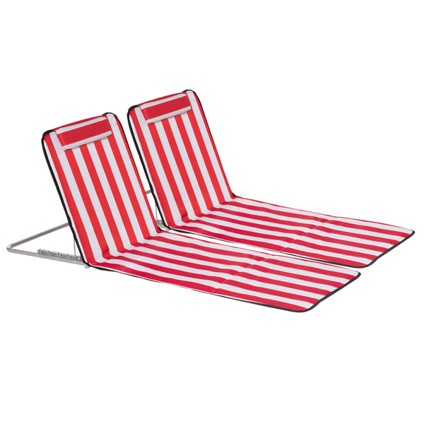 Set 2 Lettini Spiaggia Pieghevoli con Schienale Regolabile a 5 Livelli Rosso online