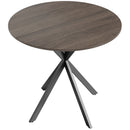 Tavolo da Pranzo Rotondo Stile Industriale Ø80x75 cm con Gambe a Croce in Acciaio Marrone      
