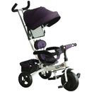 Passeggino Triciclo per Bambini con Maniglione e Tettuccio Parasole Deluxe Bianco e Viola 