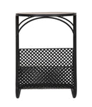 Tavolinetto Porta Giornali Ø35x50 cm in Ferro e MDF Nero e Marrone