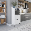 Mobile 2 Cassetti 2 Ripiani 60x36x136 cm in MDF Gorki Bianco e Grigio