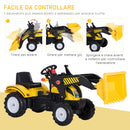 Trattore a Pedali per Bambini con Escavatore Nero e Giallo