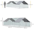 Pollaio Gabbia per Galline da Esterno 3x8x2m Telaio Zincato Argento