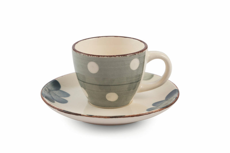 Set 6 Tazzine Caffè con Piattino in Gres 50 ml Villa d'Este Home Tivoli Margarita