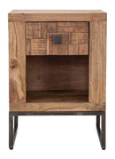 Comodino Mumbai 45x35x62 cm in Legno di Acacia e in Ferro Marrone e Nero