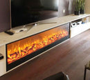 Camino Elettrico da Incasso 50,7x20x180 cm 1500W Effetto Fiamma Sined Amiata Nero