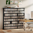 Mobile Porta CD a 8 Livelli 145x24x126,3 cm con 18 Ripiani Regolabili e 24 Scomparti per 1032 CD o 594 DVD in Truciolato Nero      