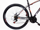 Bicicletta Mountain Bike per Ragazzi 27,5" MTB Derek 21V in Acciaio Nero e Rosso Fluo