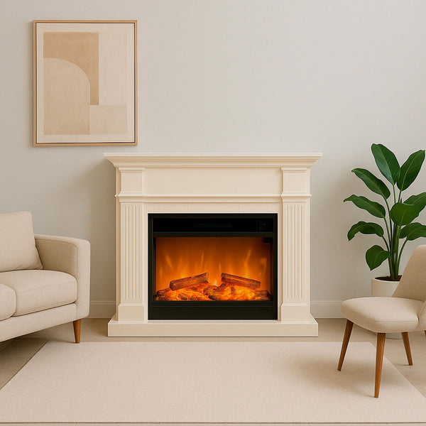 prezzo Camino Elettrico da Pavimento 114x28x102 cm Effetto Fiamma 1500W Sined Caldera XXL Bianco