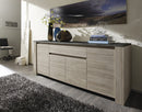 Credenza Mobile da Salotto Top in Pietra 4 Porte 1 Cassetto 84x210x51cm TFT  Elba Quercia e Pietra Scura