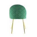 Set 4 Sedie 50x45x80 cm in Tessuto Vellutato Piedi Oro Verde