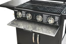 Barbecue a Gas 4 Bruciatori con Ripiani Lateriali Soriani Gastone Nero