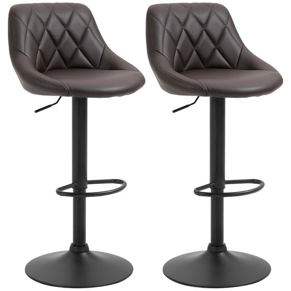 Set mit 2 Barhockern 51,5 x 48 x 83-104 cm in braunem und schwarzem Kunstleder prezzo