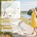 Triciclo per Bambini 5 in 1 96,5x49x101 cm con Maniglione e Cinture di Sicurezza Bianco Crema   