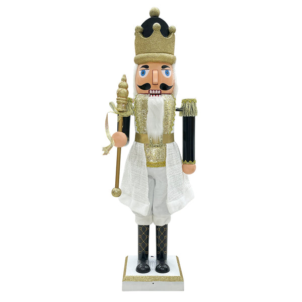 online Weihnachten Nussknacker Soldat H120 cm mit Licht Sounds und Bewegung Schwarz und Gold
