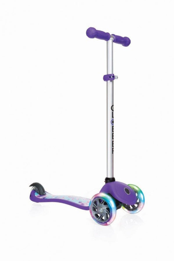 Roller mit 3 LED-Rädern 3 Höhen max. 50 kg Globber FIRST Fantasy leuchtet lila Sterne online
