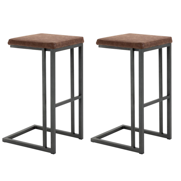 prezzo 2er-Set Barhocker 40,5 x 43 x 76 cm aus braunem Kunstleder und Metall