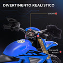 Moto Elettrica per Bambini 3-8 Anni con 12V Doppi Motori Rotelle e Clacson 3 km/h Capacità 30kg Blu      