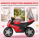 Moto Cavalcabile Balance Senza Pedali per Bambini 18-36 Mesi con Musica Rosso      