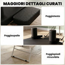 Reformer Pilates Pieghevole 195x56x88 cm con 2 Bande Elastiche in Acciaio e PU Bianco      
