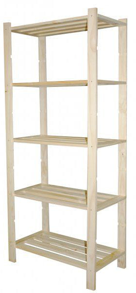 prezzo Scaffale 5 ripiani a doghe 75x40x170 cm in Legno di Pino Naturale