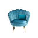 Poltrona a Conchiglia 78x73x78 cm in Velluto Vintage Piedi Oro Sofia Blu