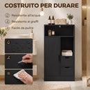 Mobile Bagno Slim 50x25x100 cm con Cassetti Ripiani Aperti e Armadietto in Truciolato Nero      