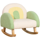 Poltrona per Bambini 18-36 Mesi 50x45x44 cm con Braccioli e Imbottitura Spessa in Sherpa e Legno di Eucalipto Verde      