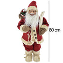 Statuina Babbo Natale Rosso Statuetta 80 cm Vestiti in Tessuto Addobbo Natalizio