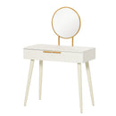 Consolle Trucco con Specchio e 2 Cassetti 80x40x123 cm in Legno Bianco 