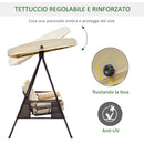 Dondolo 3 Posti da Giardino 208x121x172 cm in Metallo e Tessuto Beige