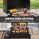 Barbecue a Carbonella BBQ Portatile con Termometro e Raccogli Cenere in Metallo e Acciaio Nero      
