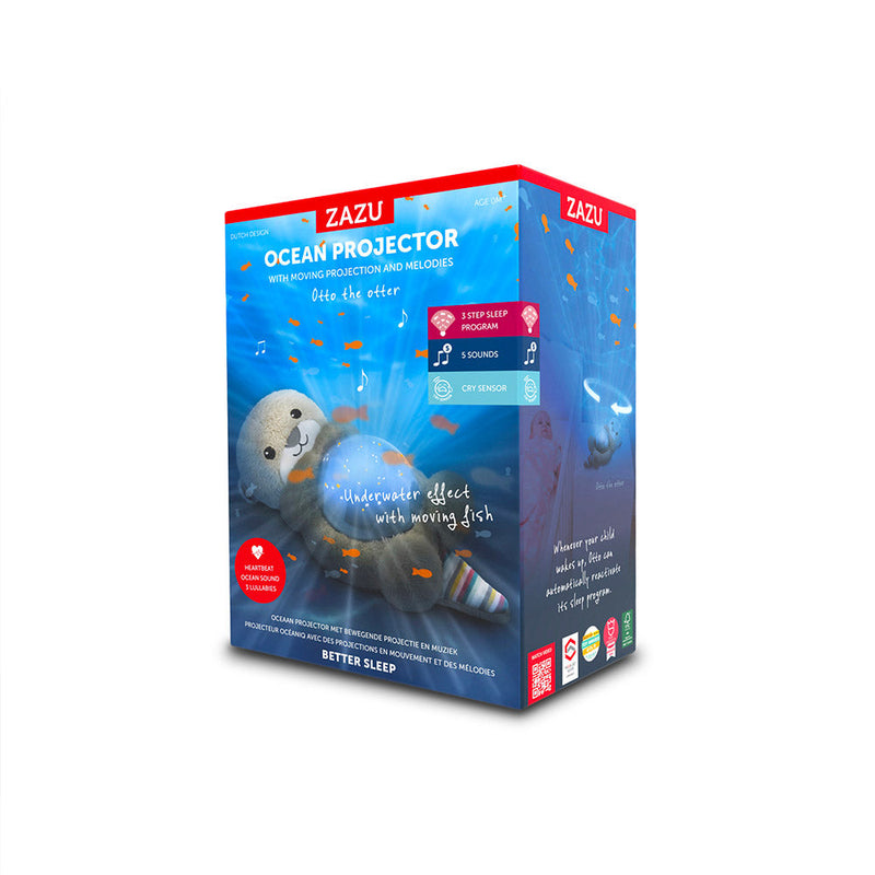 Lontra con Proiettore Oceano e Pesci 25x15x10 cm in Peluche Beige