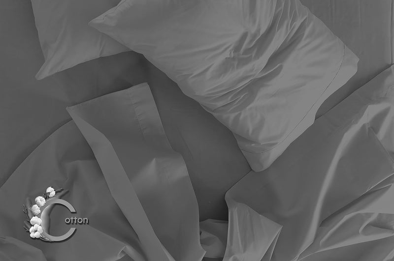 Set Lenzuola Matrimoniale Sopra Sotto e Federe Tinta Unita Fumo