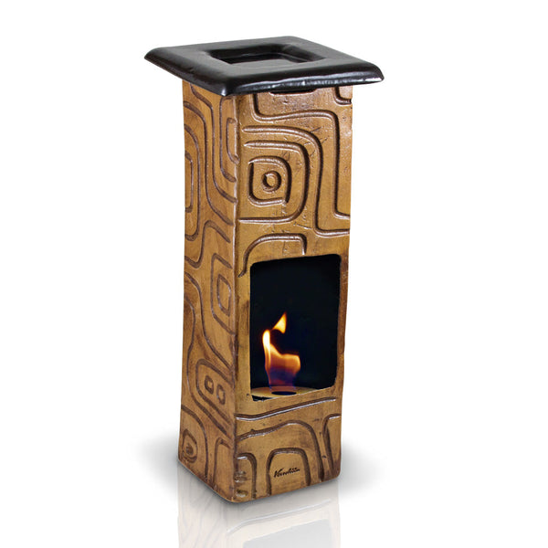 sconto Keramik Bioethanol Tischkamin 17x60 cm Ferazzoli Quadra-P Cuoio