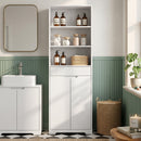 Mobile Bagno Alto 60x30x171 cm con 3 Ripiani Aperti e Cassetto in Legno Bianco      