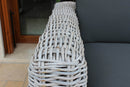 Set Salotto da Giardino Divano 2 Poltrone e Tavolino con Cuscini in Rattan Grigio