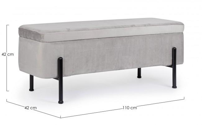 Panca Fondo Letto 2 Posti 110x42x42 cm con Vano Contenitore Irina Grigio Chiaro