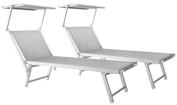 2er-Set Gartenliegen 186 x 60 x 38 cm aus Aluminium und grauem Textilene online