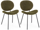Set 2 Sedie 52x59,5x79,5 cm Maddie in Bouclè Verde Scuro